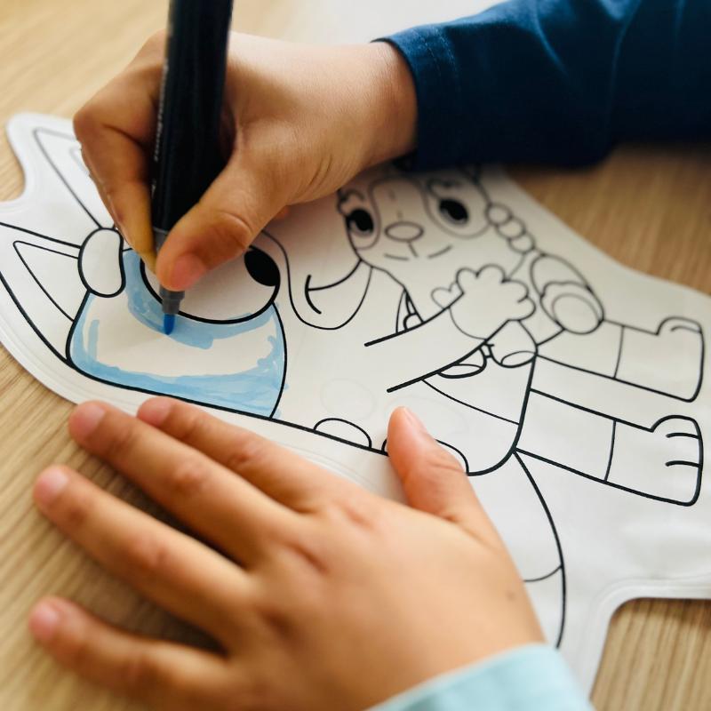Bluey y Bindo inflables para colorear · Ara Créative
