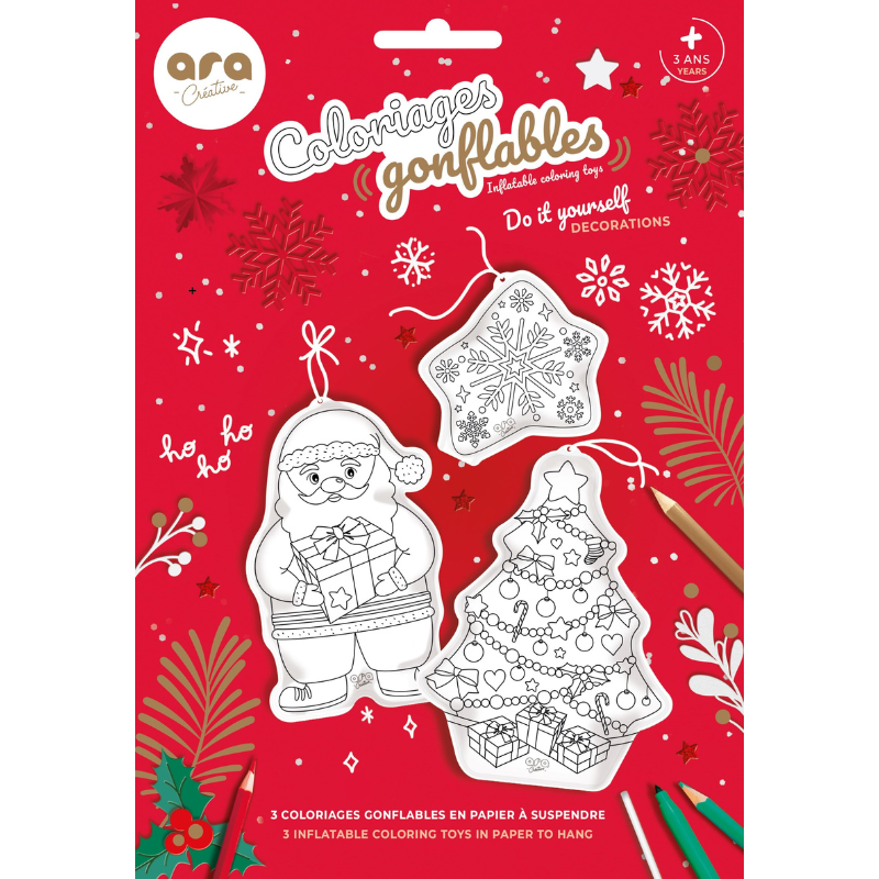 Set de adornos navideños inflables para colorear · Ara Créative