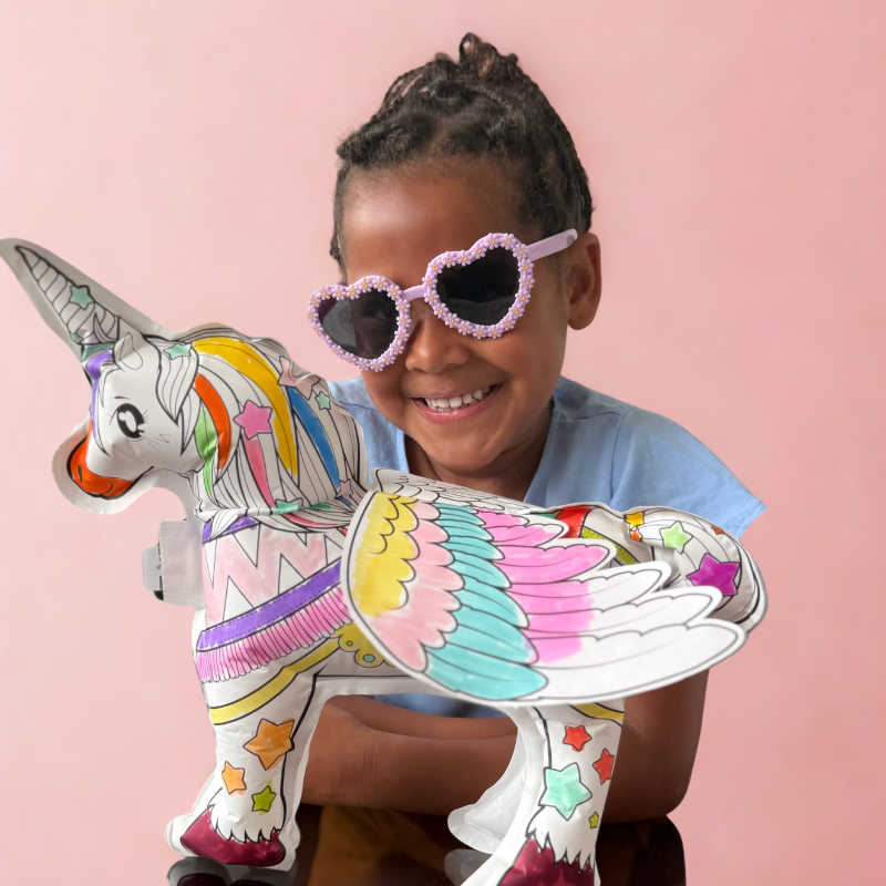 Inflables para colorear + pegatinas Unicornio · Ara Créative