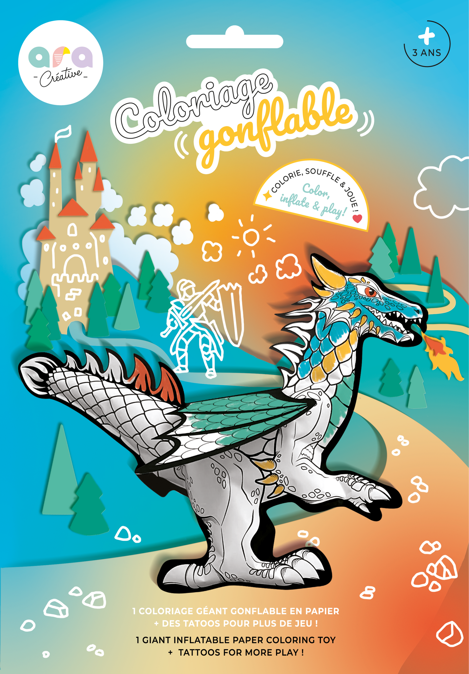 Dragón inflable para colorear · Ara Créative