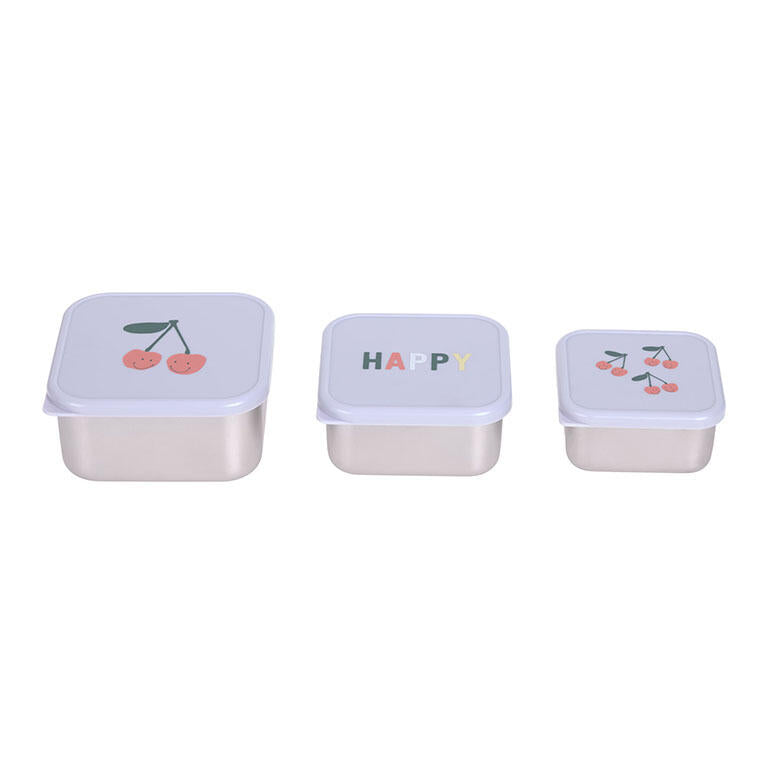 Snackbox de acero inoxidable (3 piezas) Cherry · Lässig