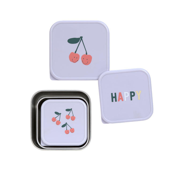 Snackbox de acero inoxidable (3 piezas) Cherry · Lässig