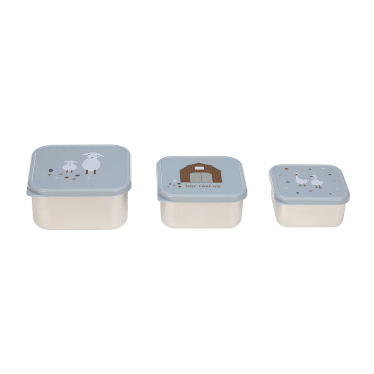 Snackbox de acero inoxidable (3 piezas) Farmer Blue · Lässig