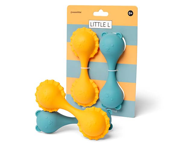 Mordedores de Silicona Sensoriales Bear and Lion Rattles  · Little L