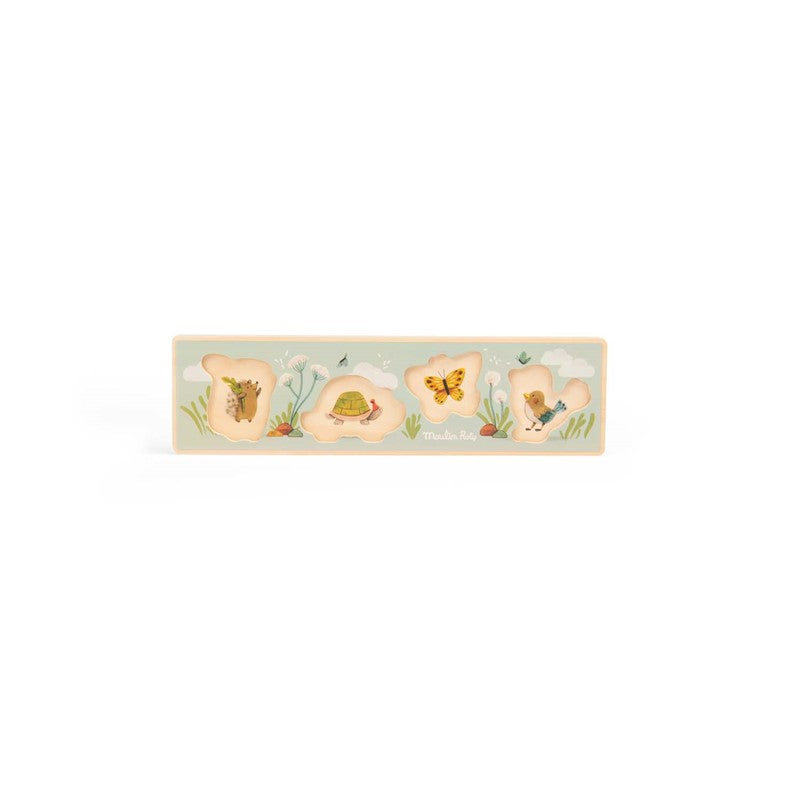 Puzzle encajable 4 animales Trois petits lapins · Moulin Roty