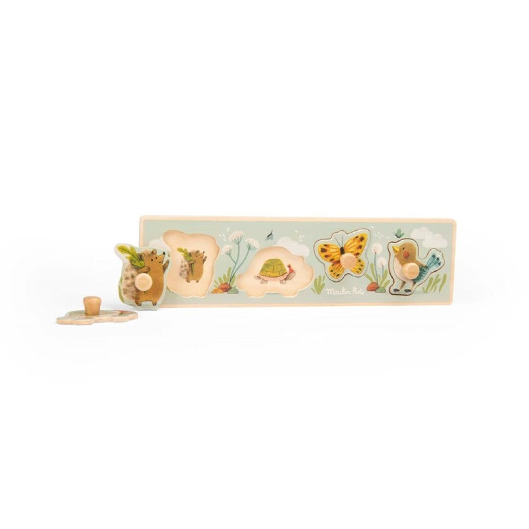 Puzzle encajable 4 animales Trois petits lapins · Moulin Roty