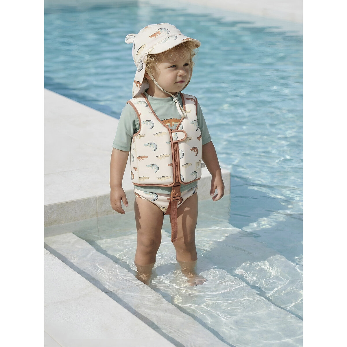 Set bañador pañal y gorrito con protección UPF 50+ Caiman · Bimbidreams