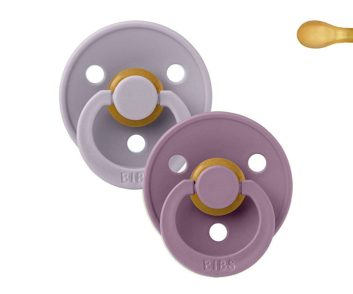 2 Chupetes Colour Simétrica Fossil Grey/Mauve · Bibs