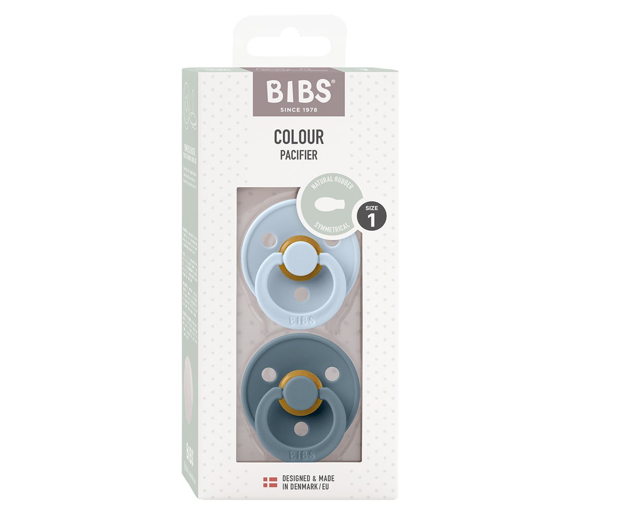 2 Chupetes Colour Simétrica Baby Blue/Petrol· Bibs