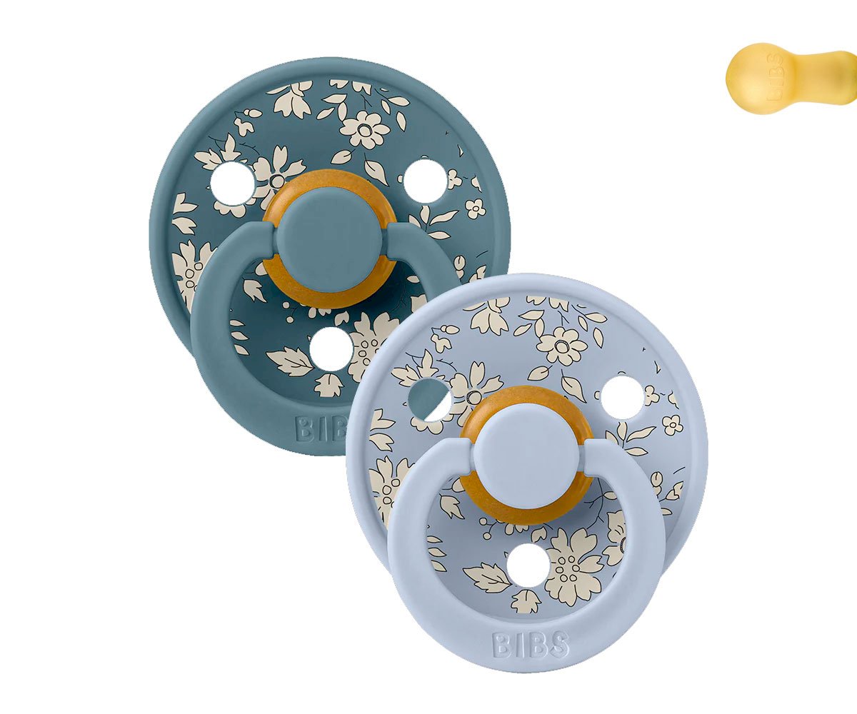 2 Chupetes  Colour Round Liberty Capel Dusty Blue Mix Bibs Liberty · BIBS