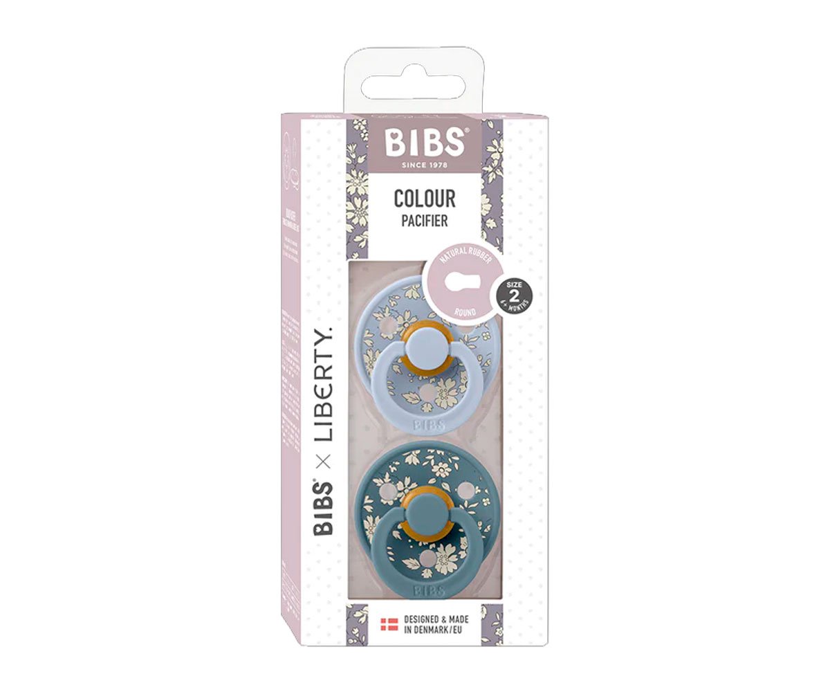 2 Chupetes  Colour Round Liberty Capel Dusty Blue Mix Bibs Liberty · BIBS