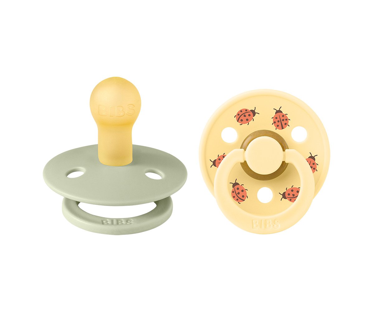 2 chupetes Studio Colour Round Ladybug Sage Mix · Bibs