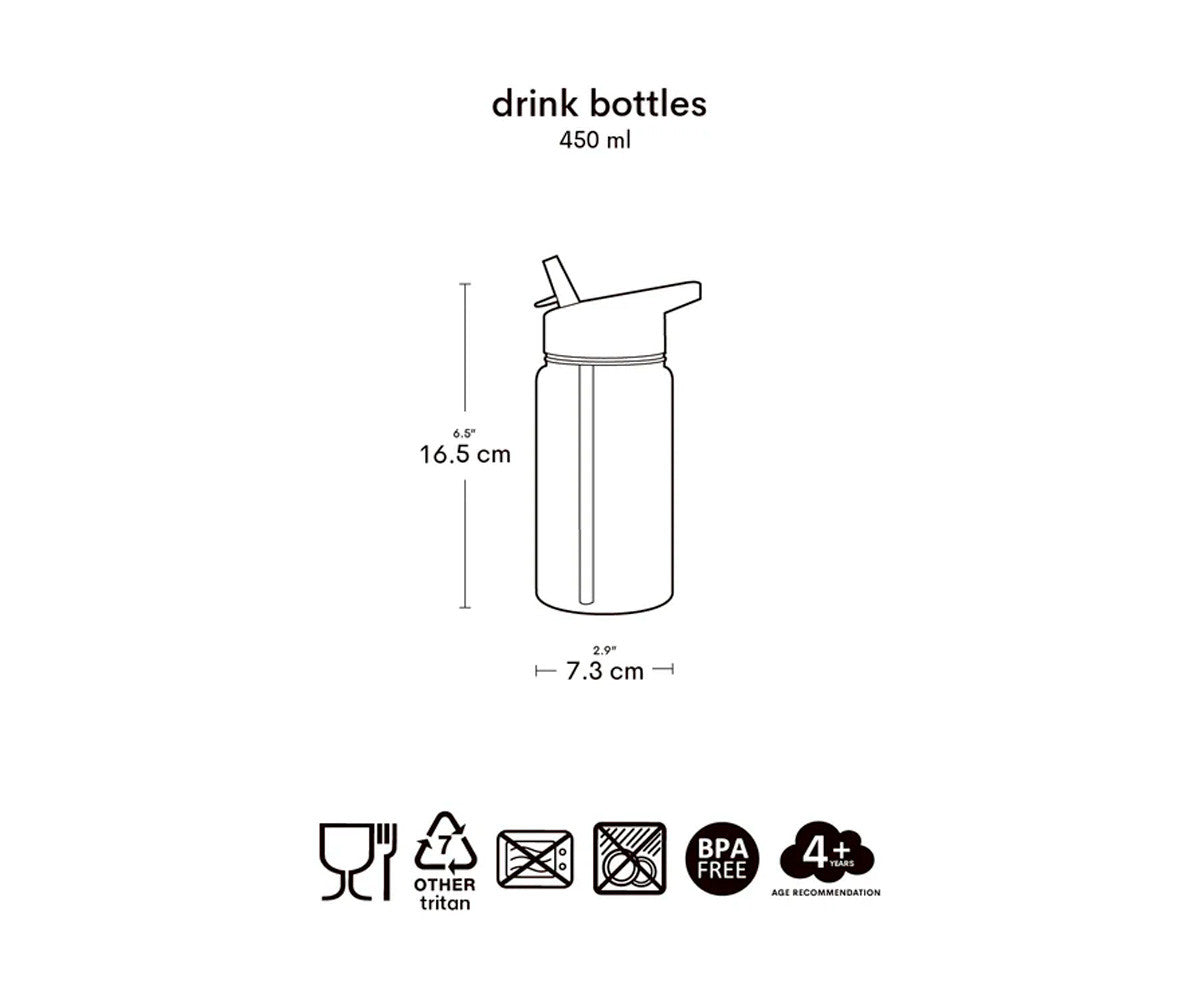 Botella trtán con pajita 450ml Jungla · A Little Lovely Company