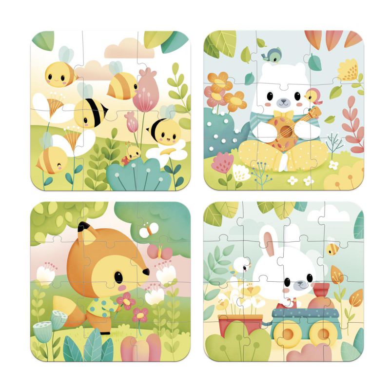 4 Puzzle evolutivo: 6, 9, 12, 16 piezas · Janod