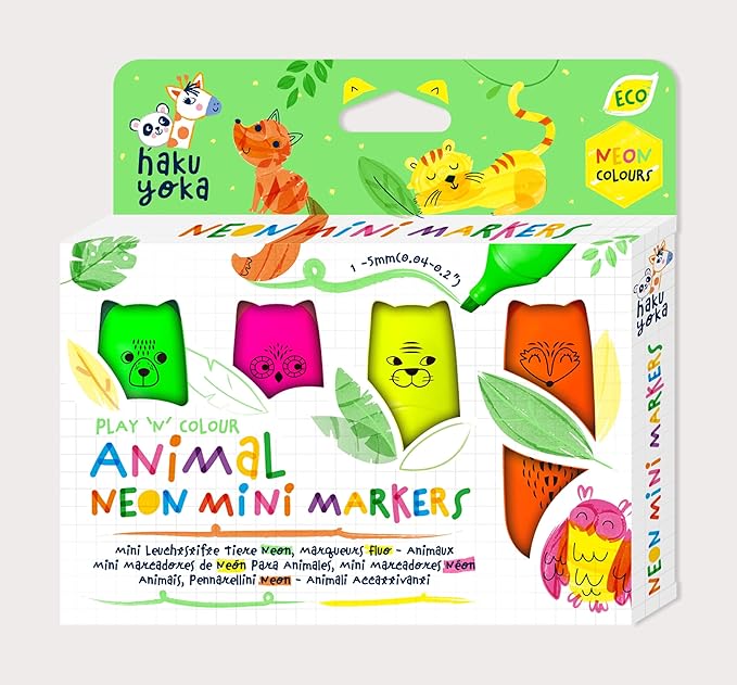 Mini Marcadores Neón de Animales · Haku Yoka