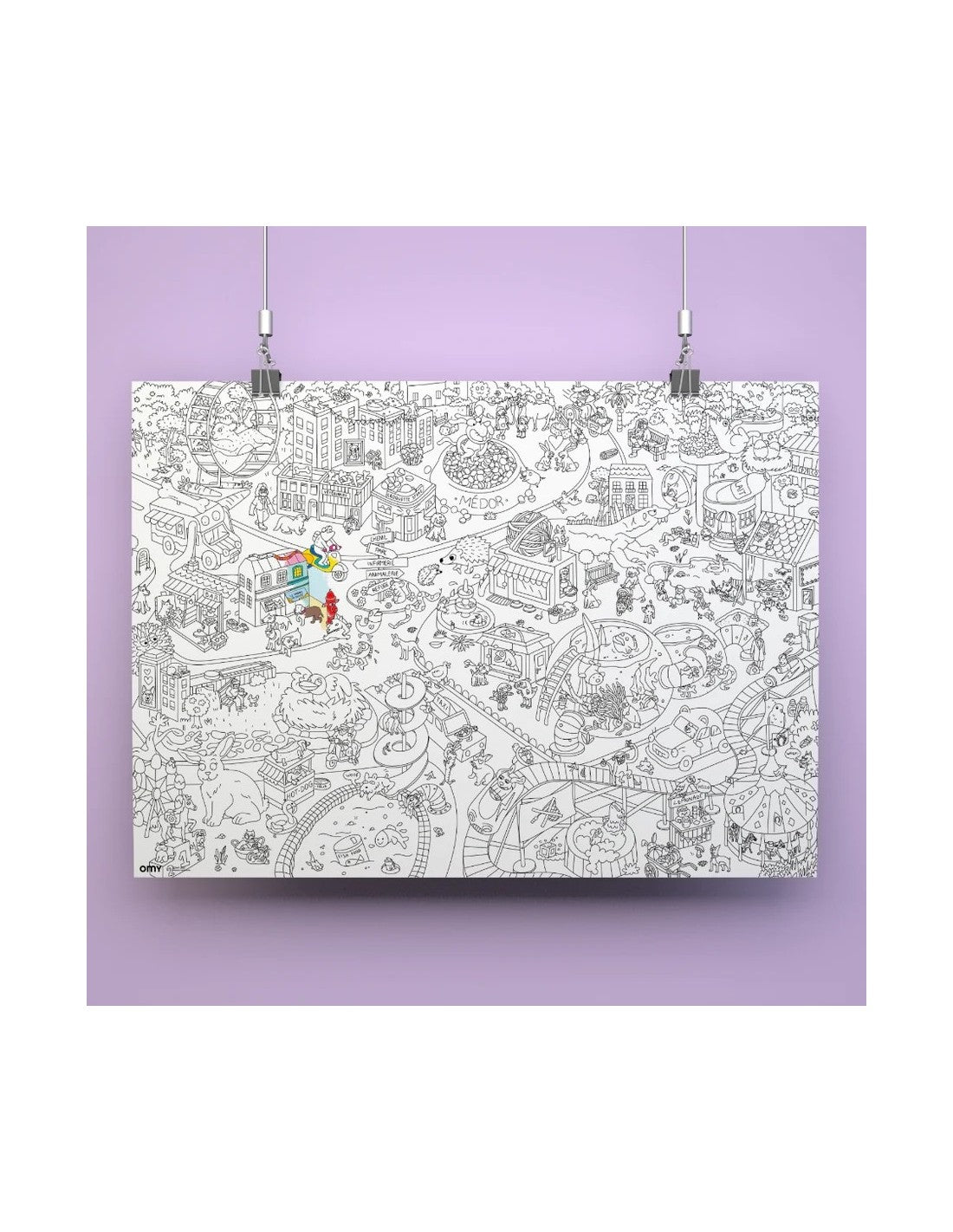 Poster XL para colorear ANIMAL CITY · Omy