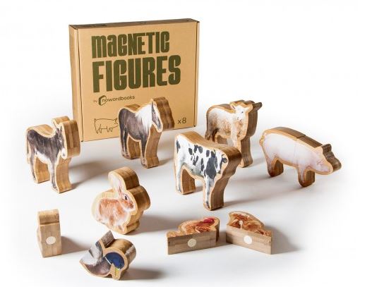 Figuras Magnéticas de Bambú Animales de Granja · Nowordbooks
