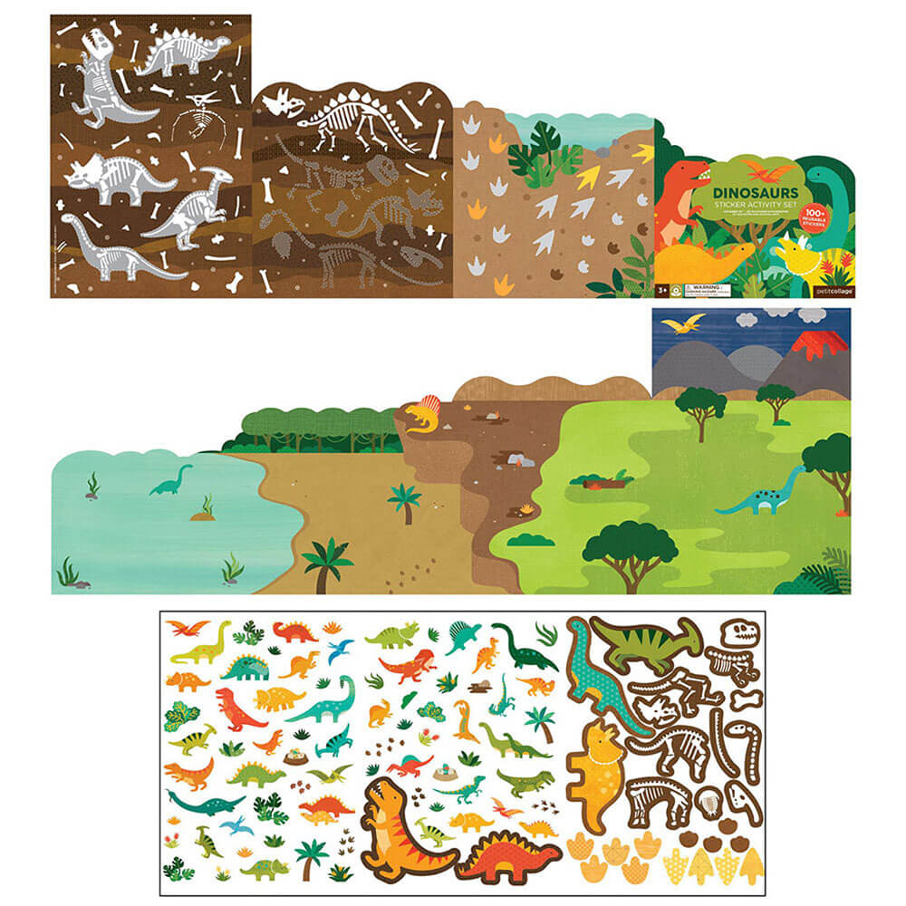 Set de pegatinas reposicionables "Dinosaurs" · Petit Collage