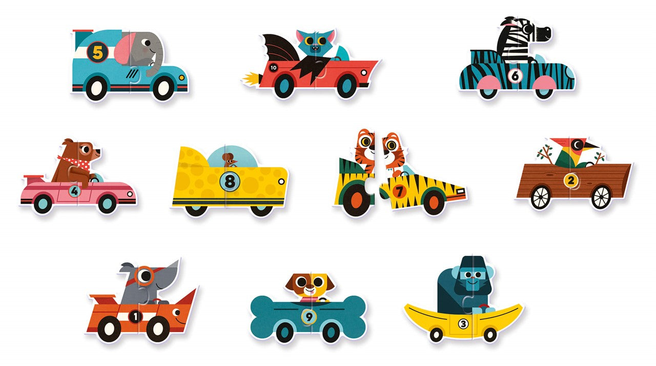 Puzzle Duo Coches de carreras · Djeco