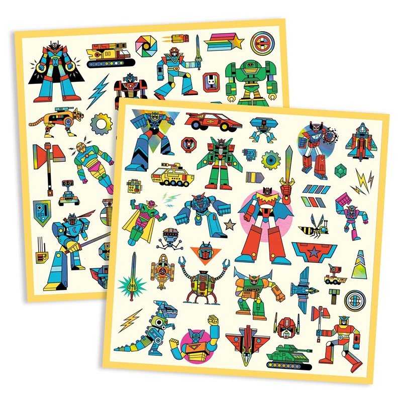 Pegatinas metalizadas Robots · Djeco