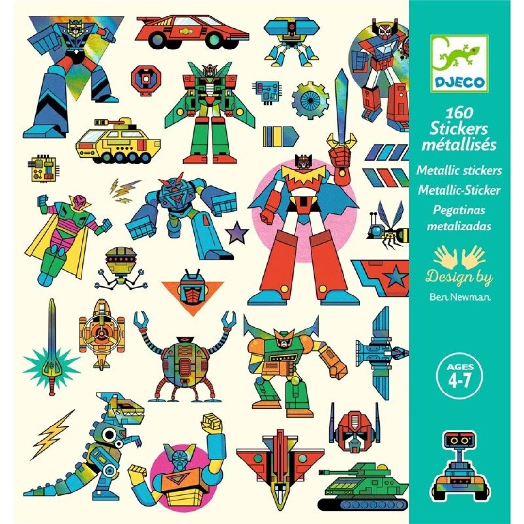 Pegatinas metalizadas Robots · Djeco