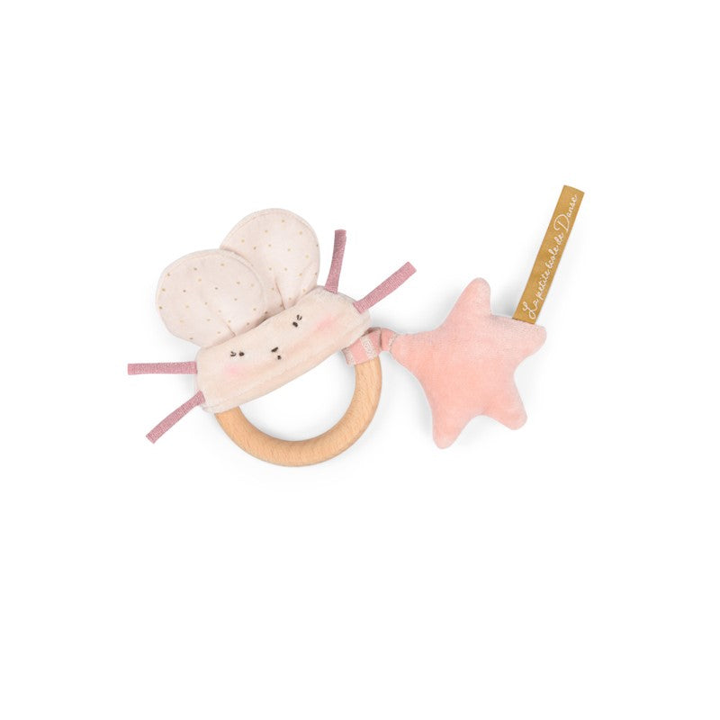 Sonajero anilla madera ratoncita rosa Petite École de danse · Moulin Roty