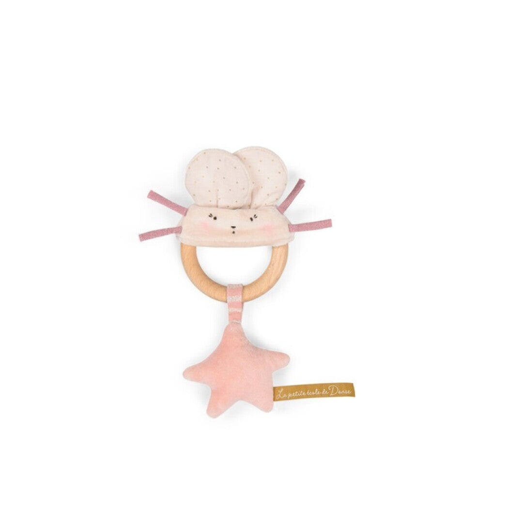 Sonajero anilla madera ratoncita rosa Petite École de danse · Moulin Roty