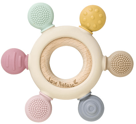 Mordedor sensorial madera y silicona