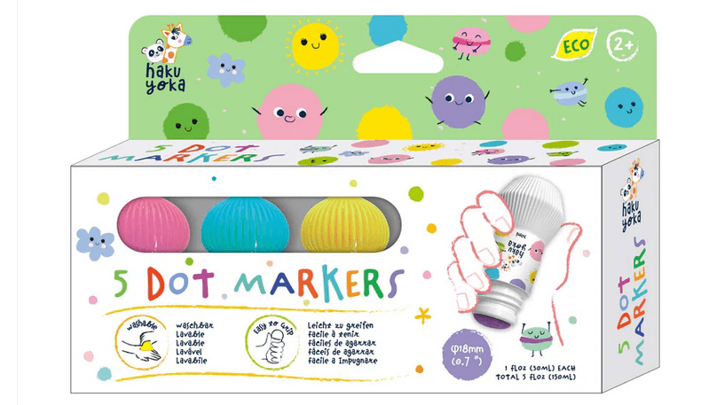 Marcadores de puntos 5 colores Pastel · Haku Yoka