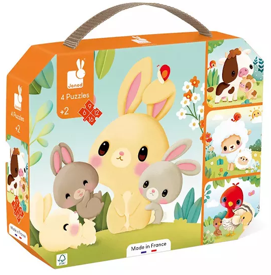 Set de 4 Puzzles Evolutivos: Animales de la Granja · Janod