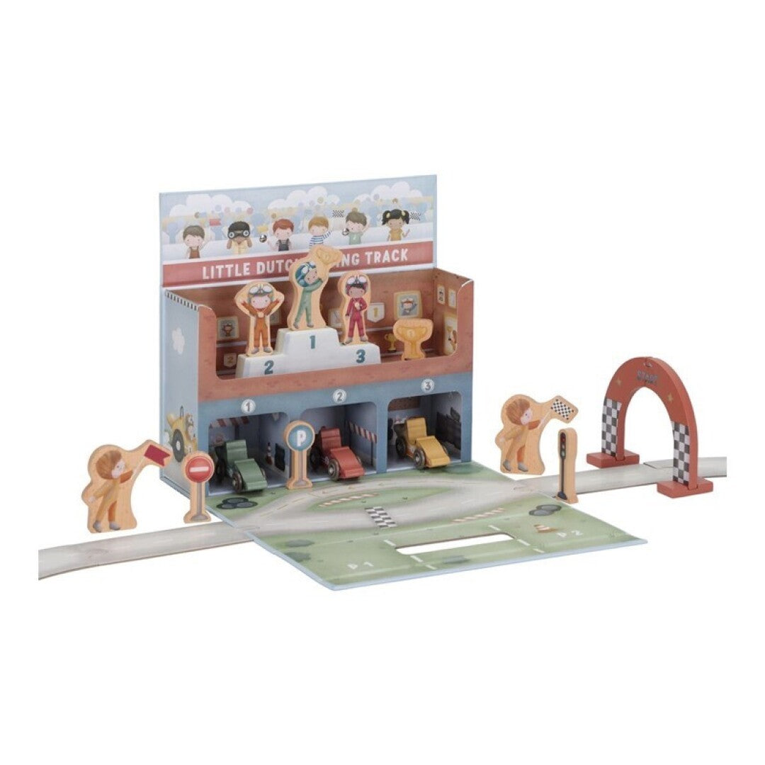 Caja de juego con pista carreras FSC · Little Dutch