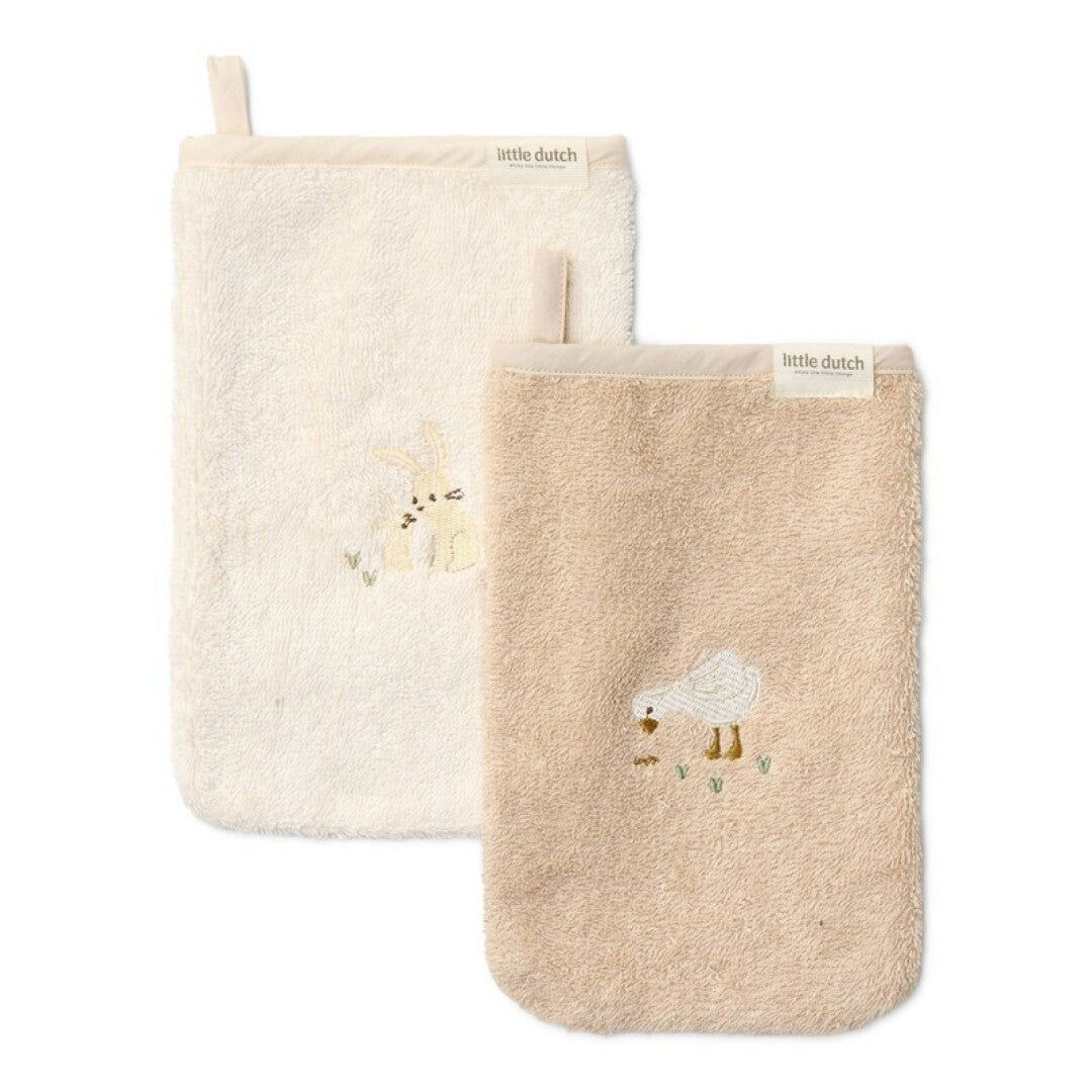 Set de manoplas bordadas para baño · Little Dutch