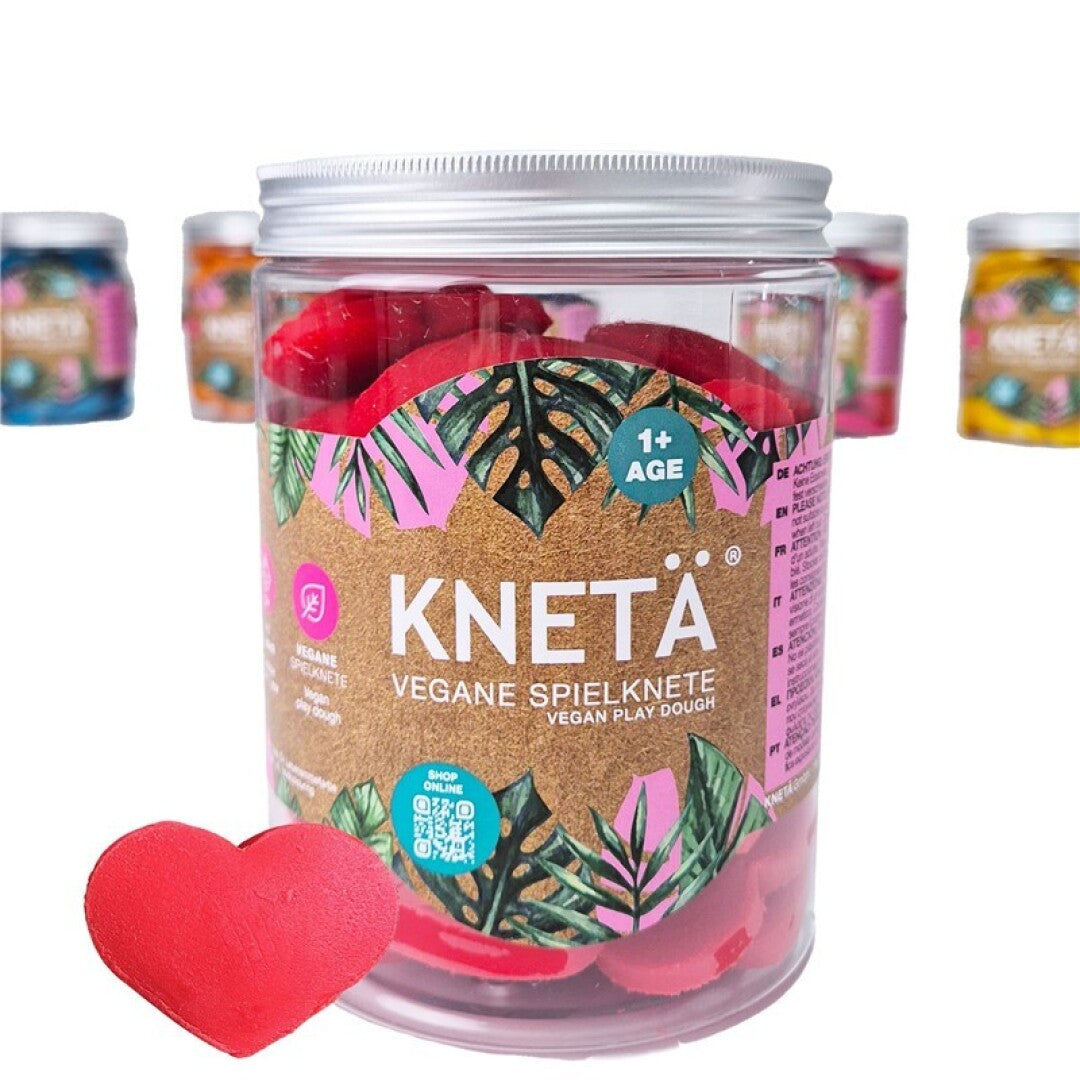 Plastilina natural Frasco Corazones Rojos (800g) · KNETÄ