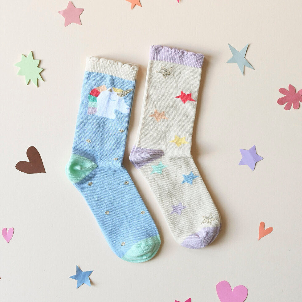 Pack de 2 calcetines "Unicornios" (talla 27-31) · Rockahula