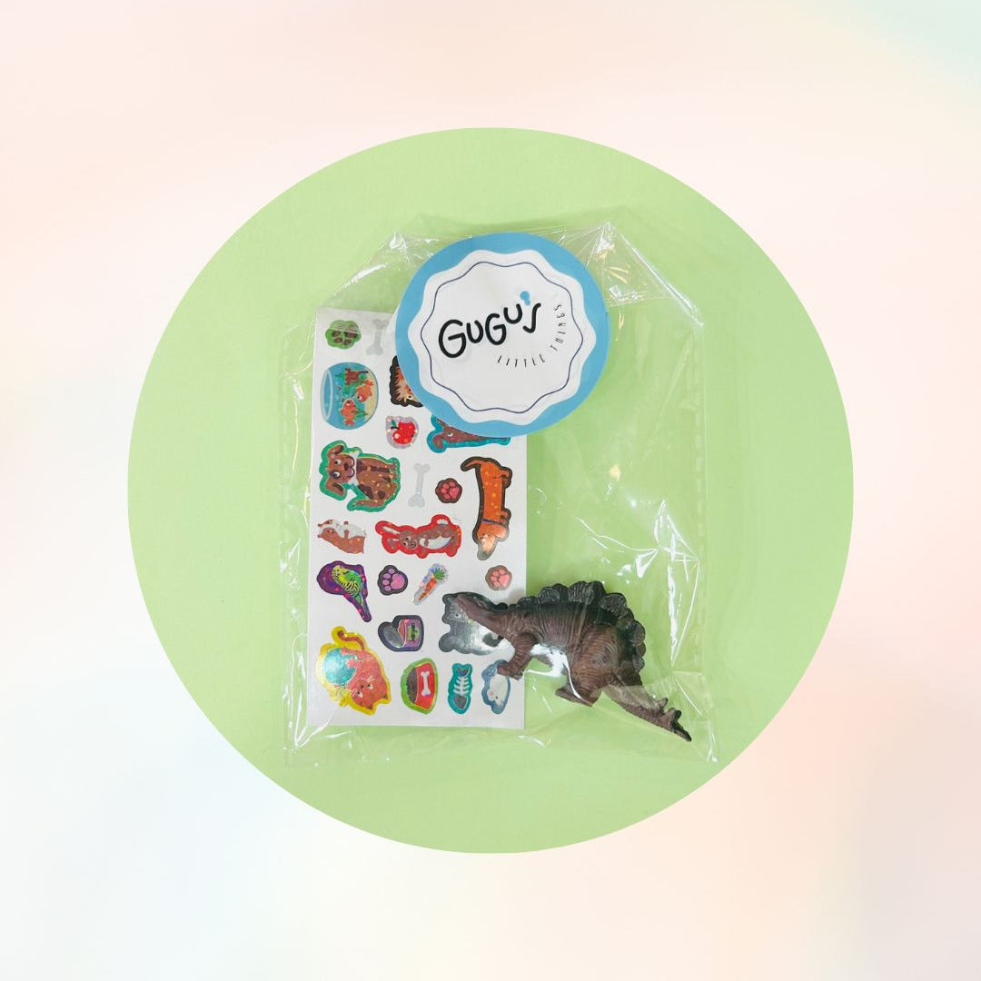 Figura dinosaurio o animal y pegatinas | Detalle invitados cumple (+3 años)