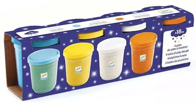 Pasta moldear 4 botes de pasta con purpurina Djeco