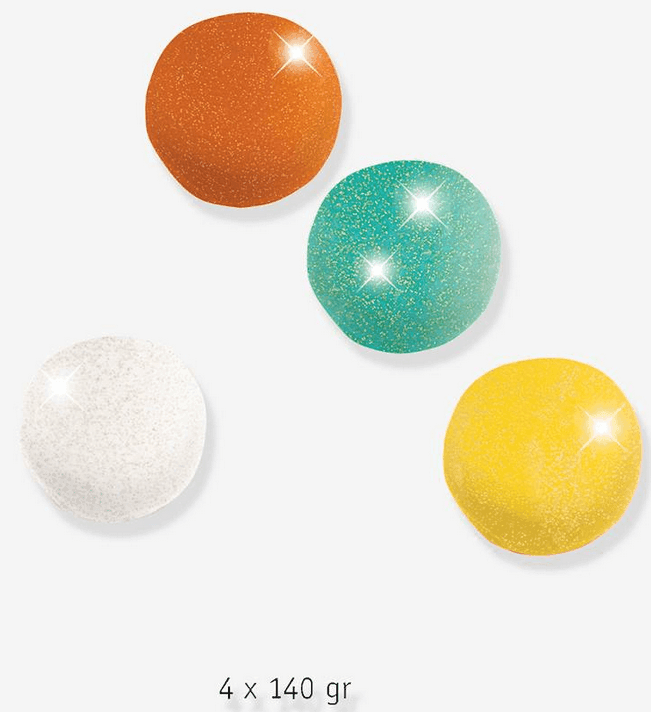 Pasta moldear 4 botes de pasta con purpurina Djeco