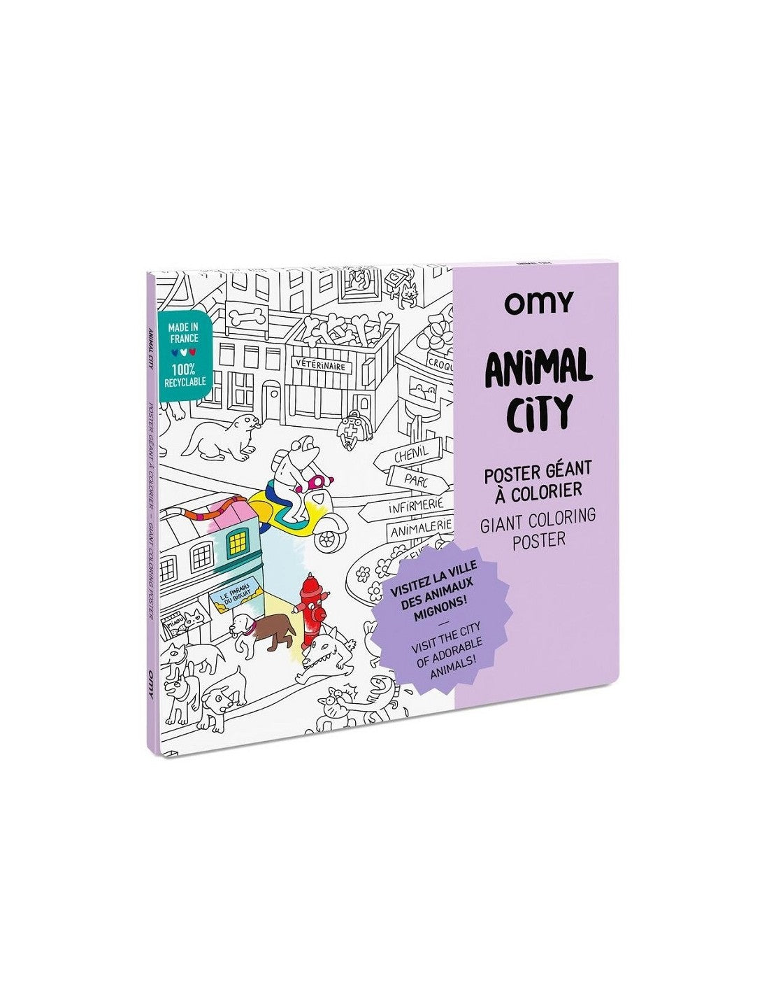 Poster XL para colorear ANIMAL CITY · Omy