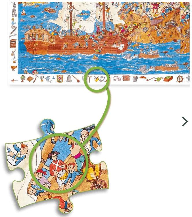 Puzzle Observación Los Piratas 100 pzas Djeco