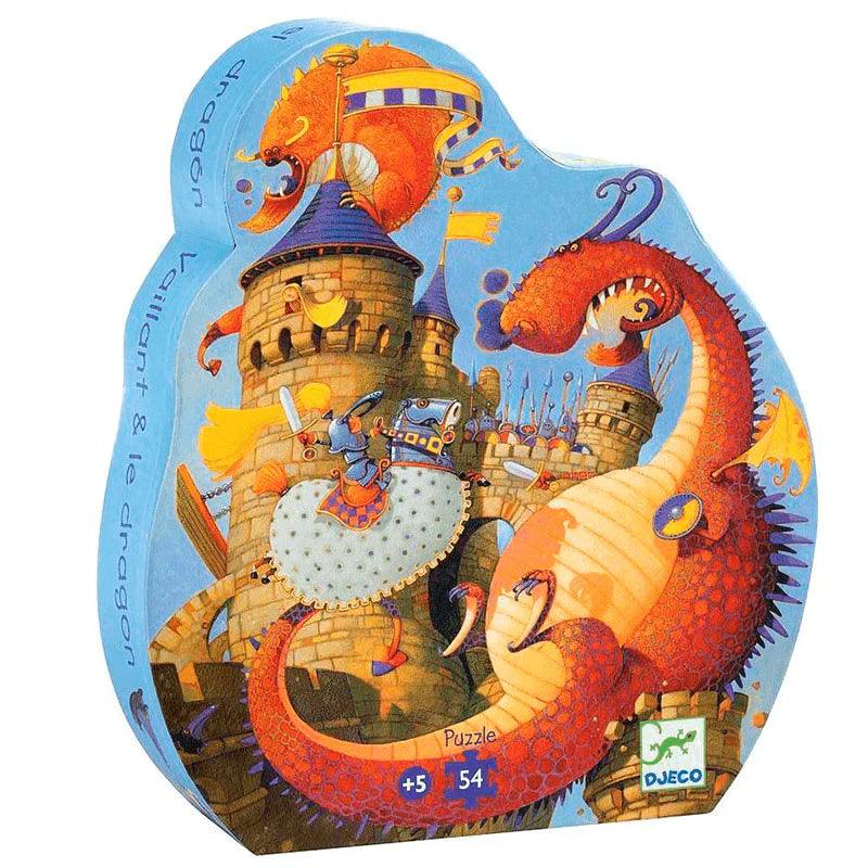 Puzzle Silueta Vaillant y el dragón 54 pzas Djeco