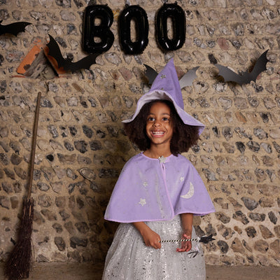 Sombrero de brujita de terciopelo lila (3-10 años) · Rockahula