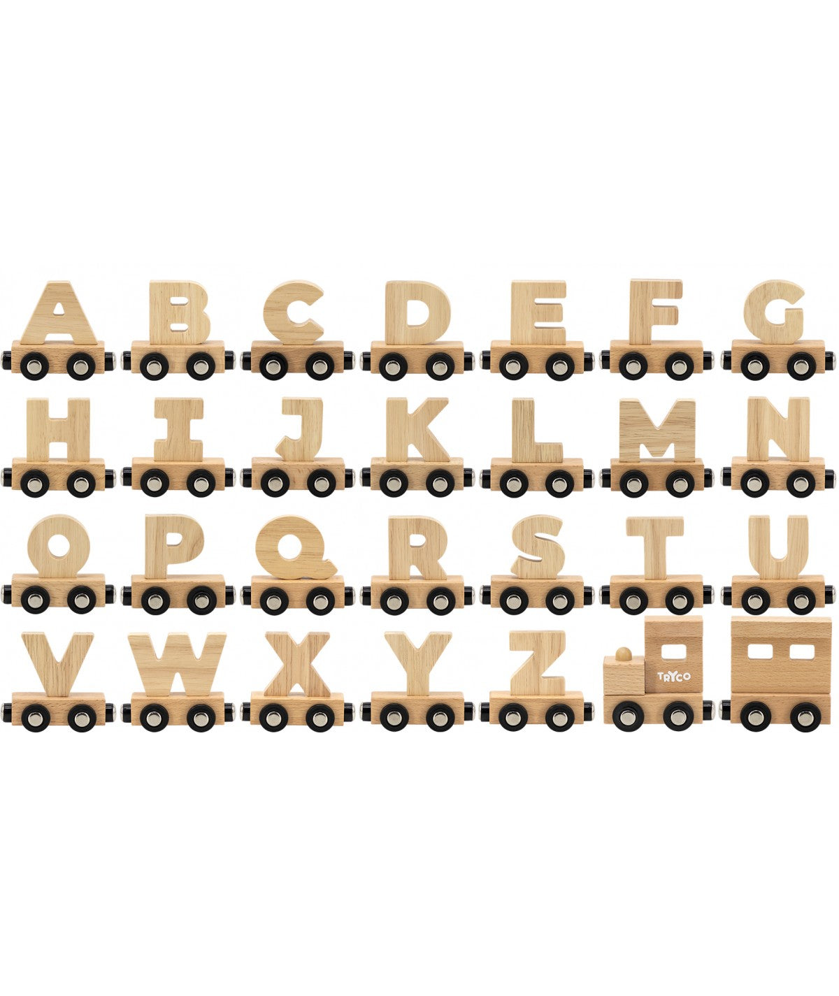 Tren de letras de madera natural personalizado · Tryco